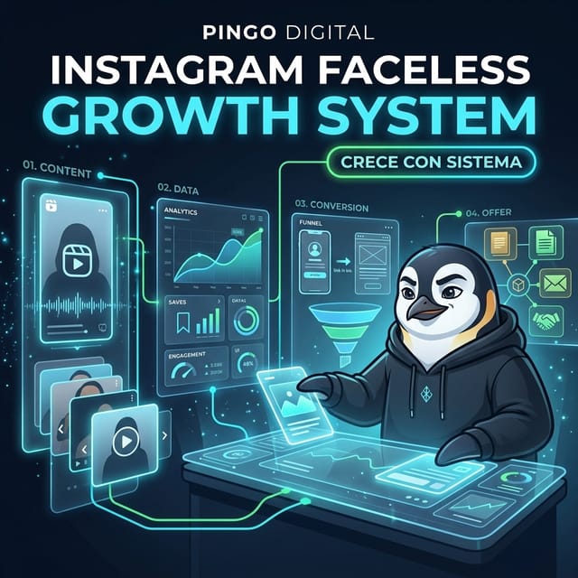 Portada de Instagram Faceless Growth System de Pingo Digital