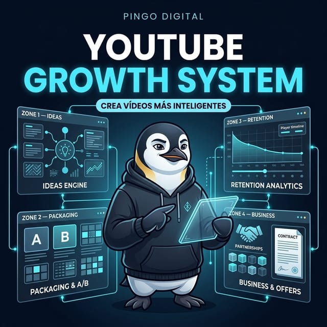 Portada de YouTube Growth System de Pingo Digital